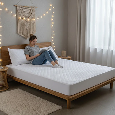 femme etudie avec protege matelas imprmeable blanc