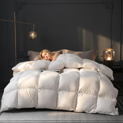 femme qui dort avec couette  240x260 blanc confortable de luxe