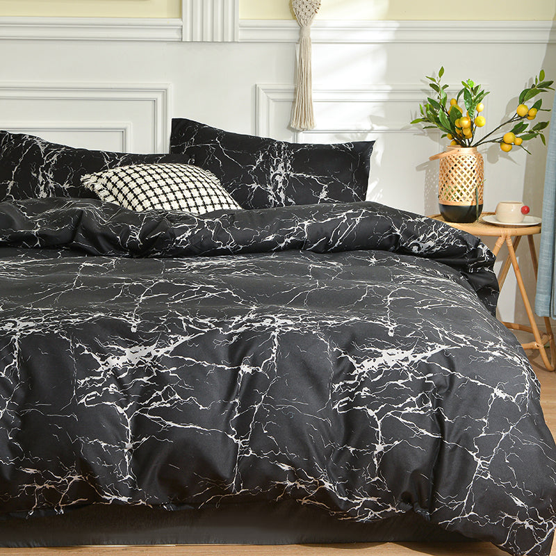 housse de couette 200x200 marbre noir