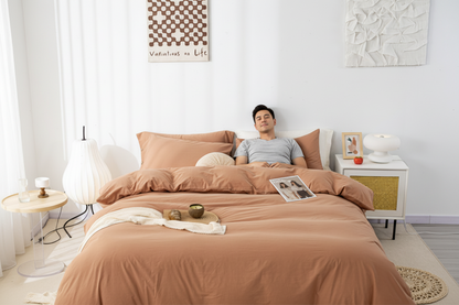 housse de couette 260x240 marron avec homme